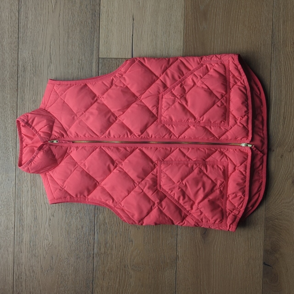 J. Crew | Pink Coral Quilted Puffer Vest with Pockets